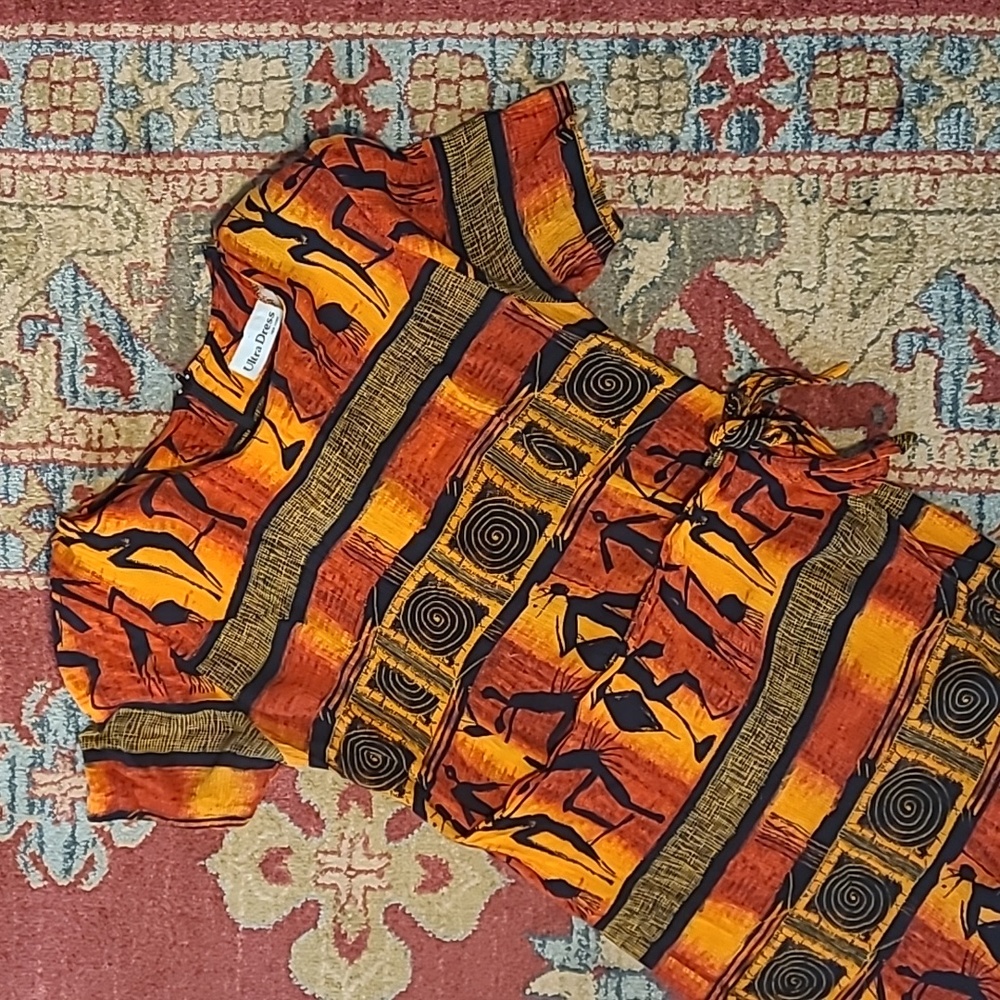 VINTAGE TRIBAL PRINT WRAP DRESS